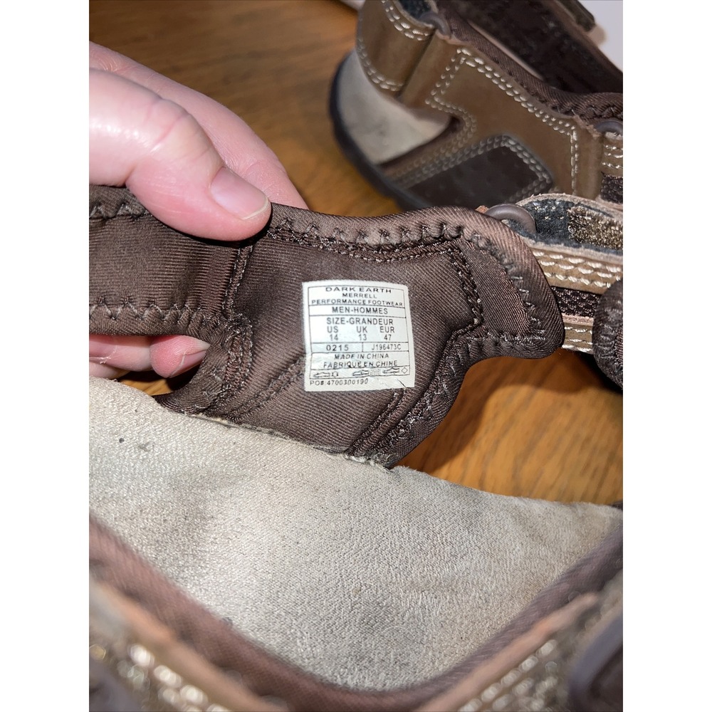 MERRELL Men's Dark Earth Sandspur Oak Sport Leather Comfort Sandals Size 14 - Picture 4 of 7